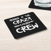 Lid van de Crazy Cousin Vierkante Kartonnen Onderzetter (Schuin)