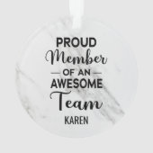 lid van een Geweldige team, de Naam van de Douane Ornament (achterkant)