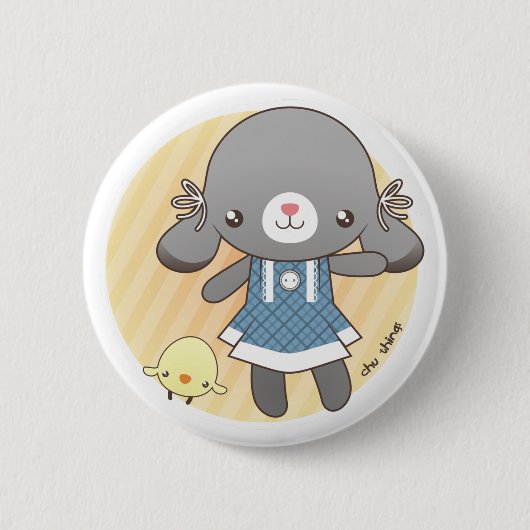 Lidia: De Bunny Amigurumi Ronde Button 5,7 Cm (Voorkant)