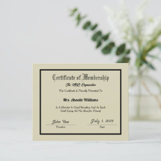 Lidmaatschaps Certificaat