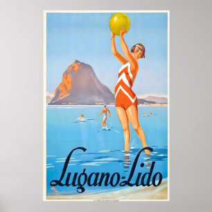 Lido-strand Meer Waterfront Lugano Zwitserland Poster