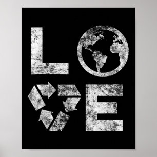 Liebe Earth Day 90s gerecycleerde kinderen of t Poster