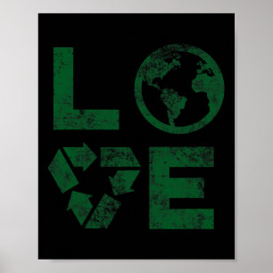 Liebe Earth Day 90s gerecycleerde kinderen of t Poster