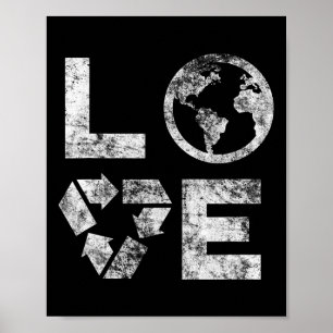Liebe Earth Day 90s gerecycleerde kinderen of t Poster