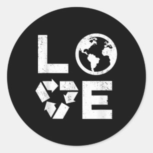 Liebe Earth Day 90s gerecycleerde kinderen of t Ronde Sticker