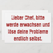 "Lieber Chef, bitte werde erwachsen..." Briefpapier (Voorkant / Achterkant)
