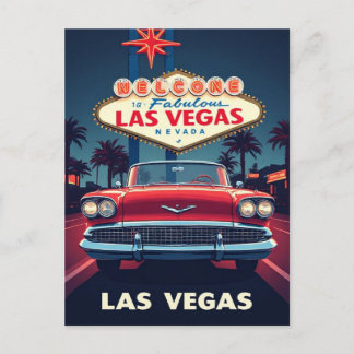 Liebhebber van klassieke auto's uit Las Vegas Briefkaart