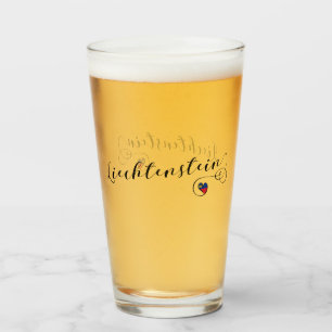 Liechtenstein Flag Heart Glas