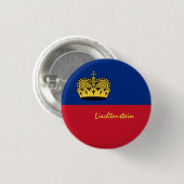 Liechtenstein-knop, patriottische Liechtenstein-vl Ronde Button 3,2 Cm (Voorkant /achterkant)