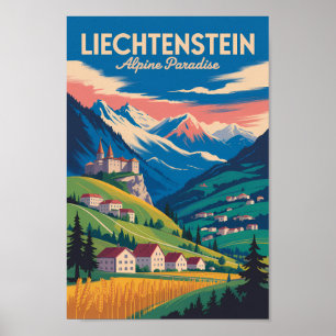Liechtenstein Landschapsillustratie Reis Kunst Poster