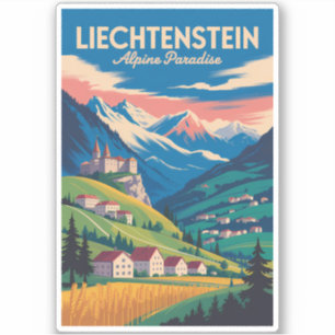Liechtenstein Landschapsillustratie Reis Kunst Sticker
