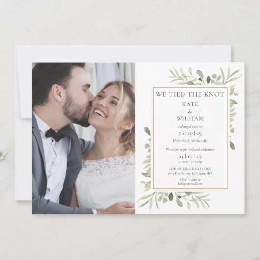 Lied The Knot Greenery Photo Mariage Faire-part (Devant)