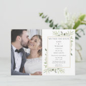 Lied The Knot Greenery Photo Mariage Faire-part (Debout devant)