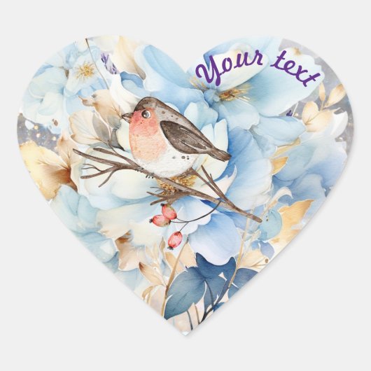 Liedje Vogel & Bloemen Hart Sticker (Voorkant)