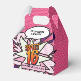 Lief 16 Leuk Meisje Roze Modern Stripboek Verjaard Bedankdoosjes