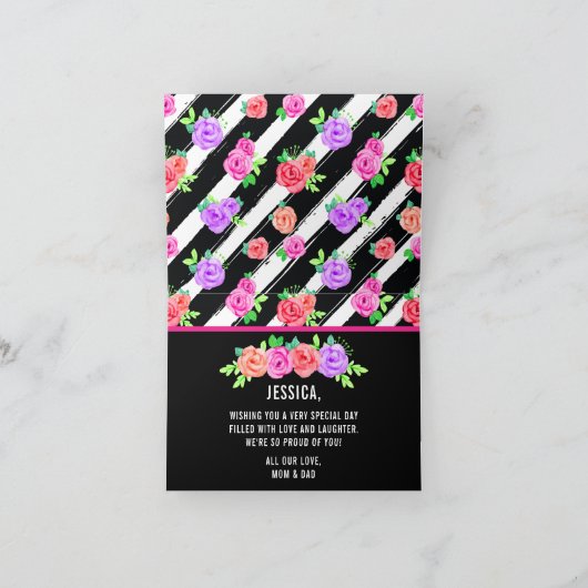 Lief 16 Meisje Edgy Rozen & Modern Stripes Verjaar (Binnen)