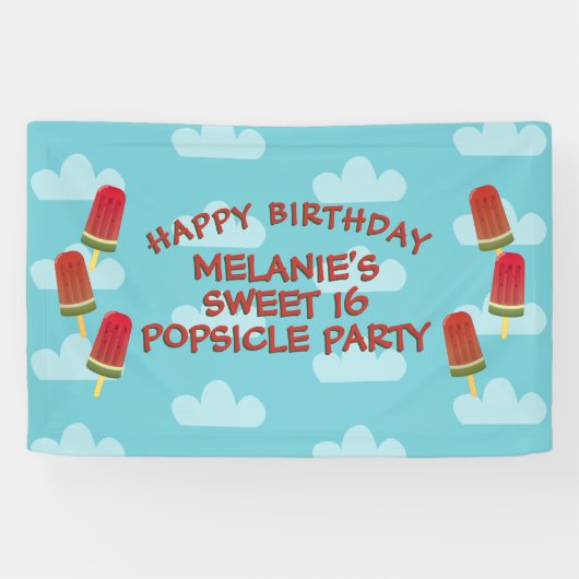 Lief 16 Popsicle Party Meisje Verjaardagsbanner Spandoek (Horizontaal)