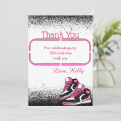 Lief 16 Sneaker Verjaardag, Glitter Bedankkaart (Staand voorkant)