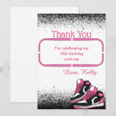 Lief 16 Sneaker Verjaardag, Glitter Bedankkaart (Voorkant / Achterkant)