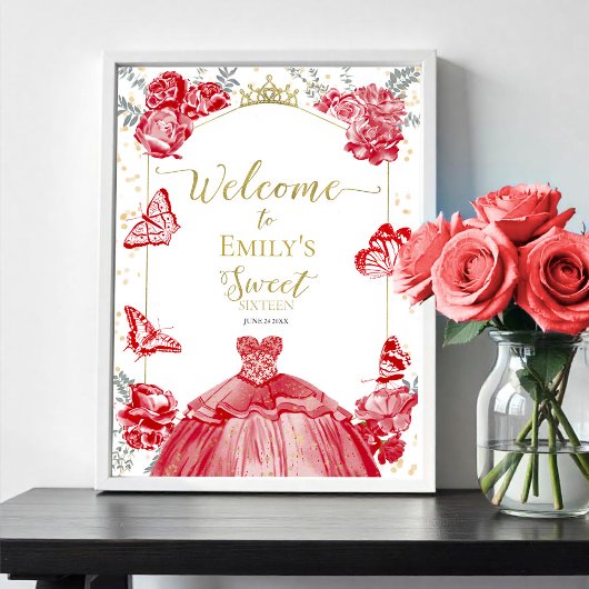 Lief 16 Welkomstbord Butterfly Royal Blue Dress Poster