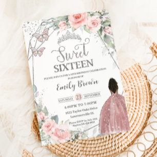 Lief 16 Zestien Verjaardag Blush Bloemen Bruin Mei Kaart