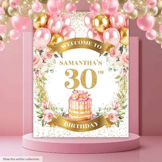 Lief 30e Verjaardag Blush Goud Feest Decoratie Wandkleed