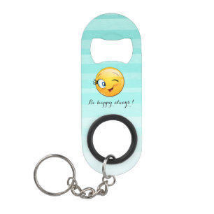 Lief aandoend Emoji-gezicht met knipoog - wees alt Sleutelhanger Flessenopener
