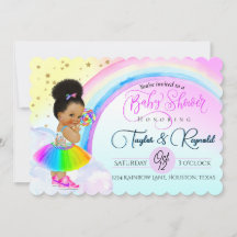 Lief Afro Puff Babymeisje Regenboog Baby Shower