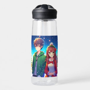 Lief Anime Koppel Kerstmis Waterfles