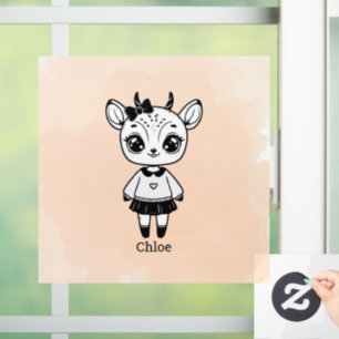 Lief Antilope Meisje - Cute Doodle Ontwerp Raamsticker