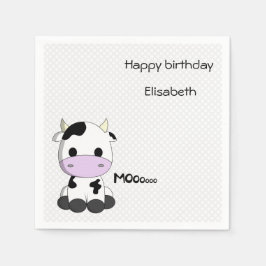 Lief baby koe op polka dots meisje verjaardag servetten