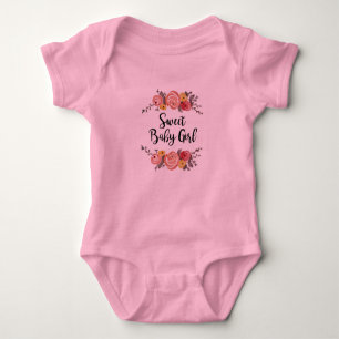 Lief Baby Meisje Bloemen Tuin Schilderij Romper