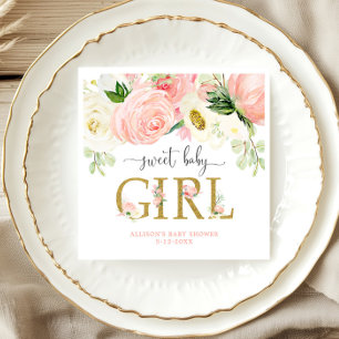 Lief baby meisje blush roze bloesem baby shower servet