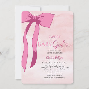 Lief Baby Meisje Blush Roze Bow Baby shower Kaart