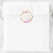Lief Baby Meisje Gezicht Envelop Seal Ronde Sticker (Tas)