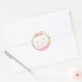 Lief Baby Meisje Gezicht Envelop Seal Ronde Sticker (Envelop)