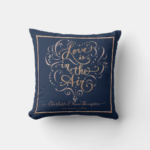 Lief Baby Meisje Navy Roze Gouden Script Typografi Kussen