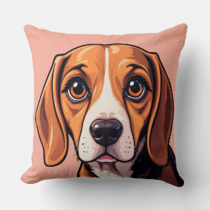 Lief Beagle Portret 🐾💛 Knus Cute Huisdier Ontwer Kussen