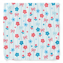 Lief Blauw Rood Bloemmotief en Strik Strik Patroon