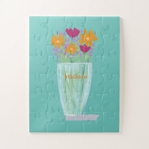 Lief Bloemen +Custom Naam Legpuzzel