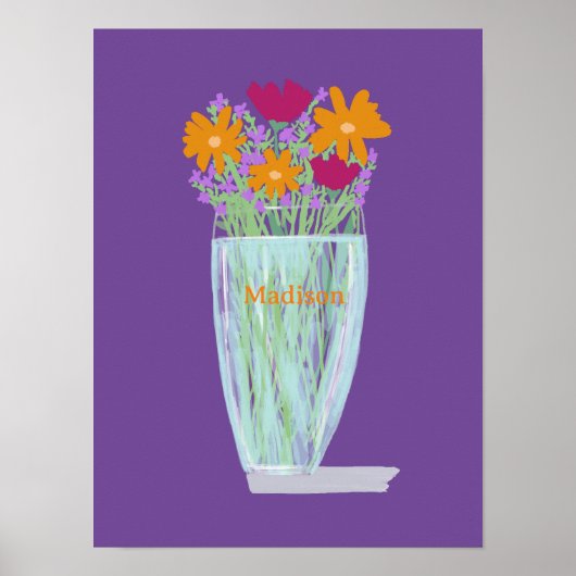 Lief  Bloemen +Custom Naam Poster (Voorkant)