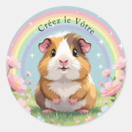 Lief bruin-wit cavia-stickeretje ronde sticker