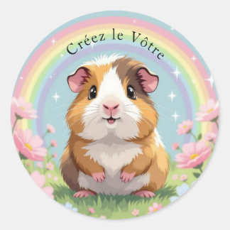 Lief bruin-wit cavia-stickeretje ronde sticker