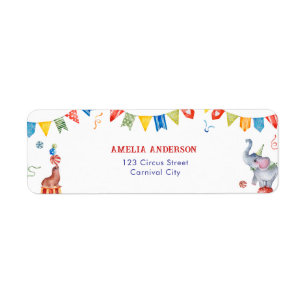Lief Circus Dieren Carnaval Adreslabel Etiket