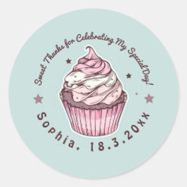 Lief Cupcake Verjaardagsviering Dank u Ronde Sticker
