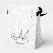 Lief dank u wit zwart grijs bruiloft monogram bedankdoosjes (Achterkant)