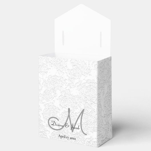 Lief dank u wit zwart grijs bruiloft monogram bedankdoosjes (Geopend)