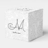 Lief Dank u Wit Zwart Grijs Monogram Bruiloft Bedankdoosjes (Voorkant Zijde)