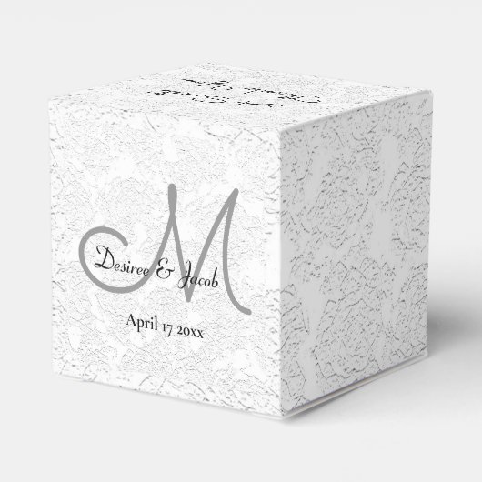Lief Dank u Wit Zwart Grijs Monogram Bruiloft Bedankdoosjes (Achterkant)