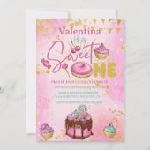 Lief Een 1e Verjaardag Roze Faux Glitter Donut Kaart (Voorkant)